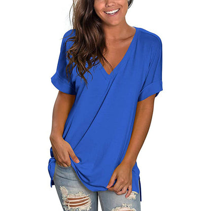 Damen T-Shirt V-Ausschnitt Modern Trendy