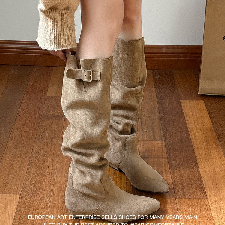 Damen Stiefel Überknie Elegante Schnalle Wintermode - BerlinGlamour