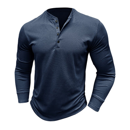 Herren Langarmshirt Modern Knopfleiste Slimfit