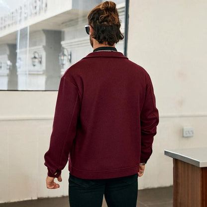 Herren Stadtjacke Modern Reißverschluss Mantel Schwarz