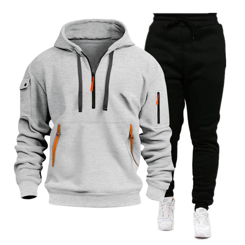 Herren Sport Hoodie Set Atmungsaktiv mit Reißverschlusstaschen - BerlinGlamour