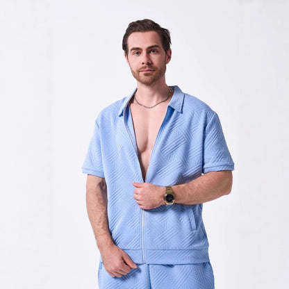 Herren Kurzarmshirt Modisch Strukturiert Berlin Style