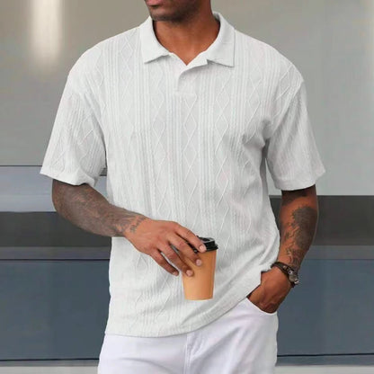 Herren Polohemd Kurzarm Modern Texturiert Grau