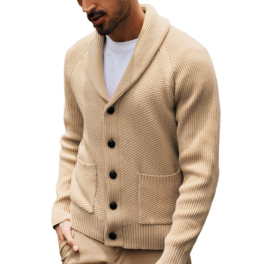 Herren Strickjacke Schalkragen Strukturiert Elegantes Design