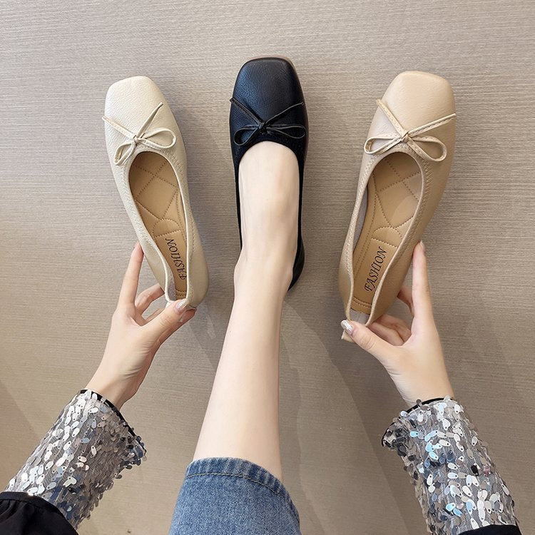 Elegante Damen Ballerinas mit Schleife Hochwertig Leder