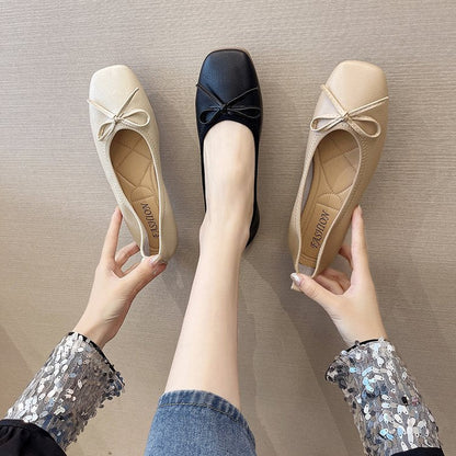Elegante Damen Ballerinas mit Schleife Hochwertig Leder