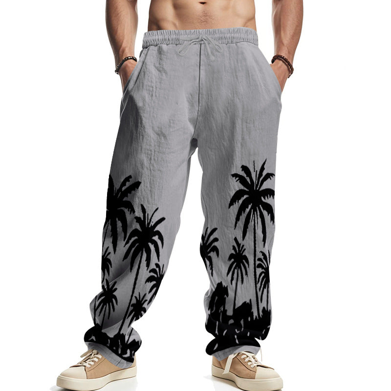 Herren Strandhose Lässig Palmenmotiv Elastisch