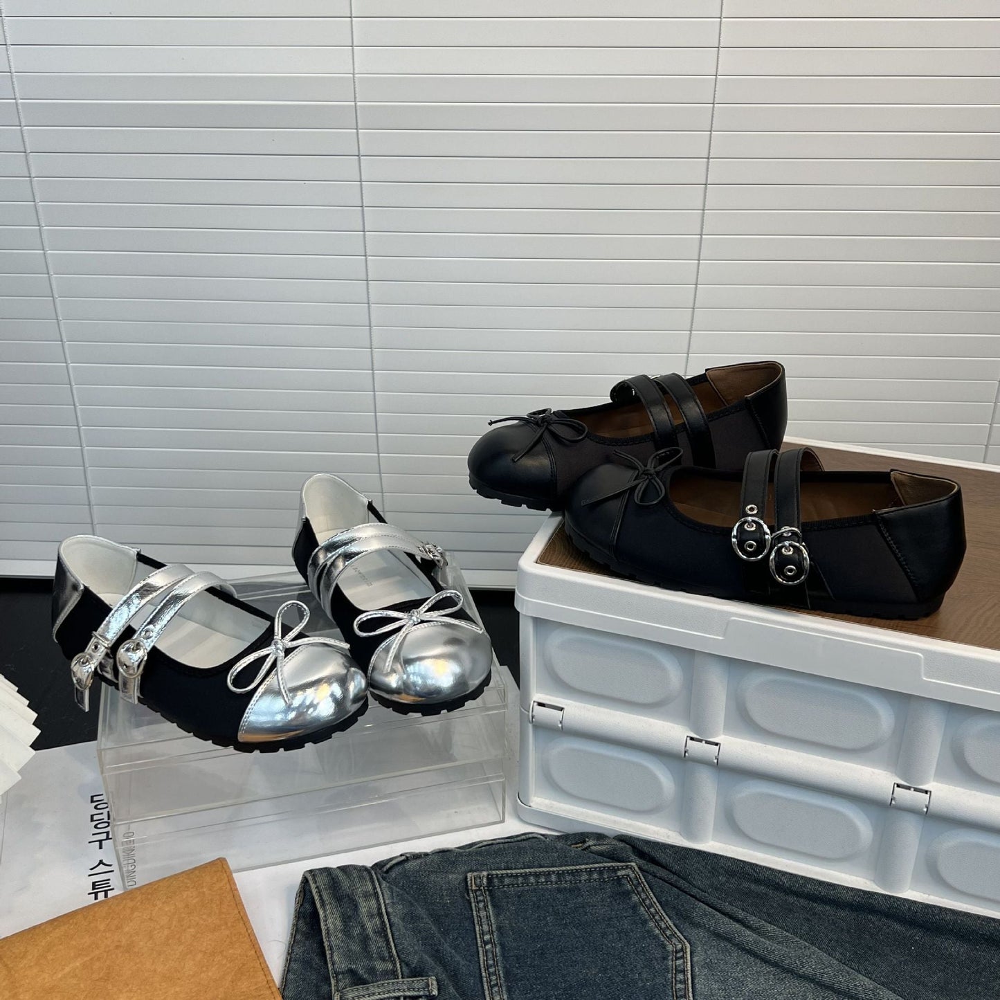 Damen Ballerinas Bequem Riemen Schuhe Komfort Schnürsenkel