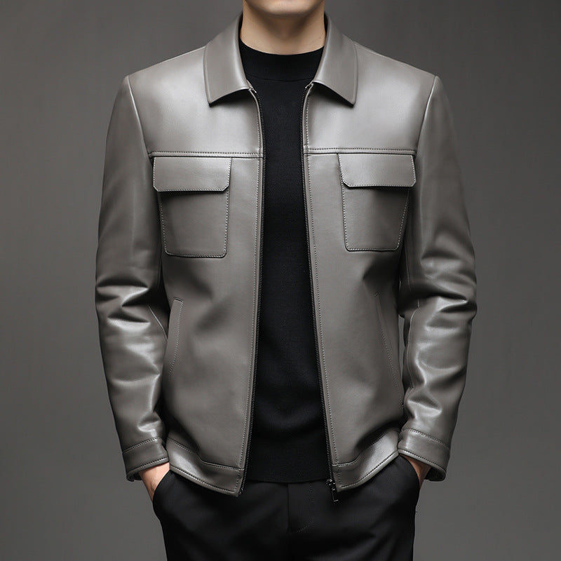 Lederjacke Herren Modern Mit Taschen Schwarz