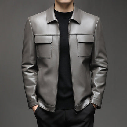 Lederjacke Herren Modern Mit Taschen Schwarz