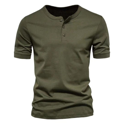 Herren T-Shirt mit Knopfverschluss Weiches Baumwollshirt Modern