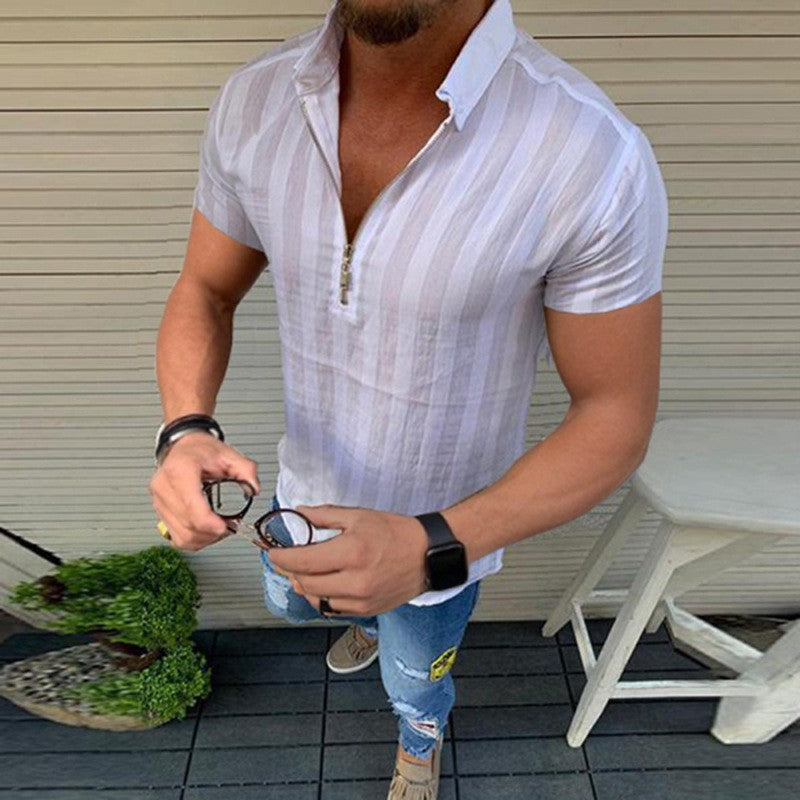 Männer Kurzarmhemd Modern Streifen Elegант