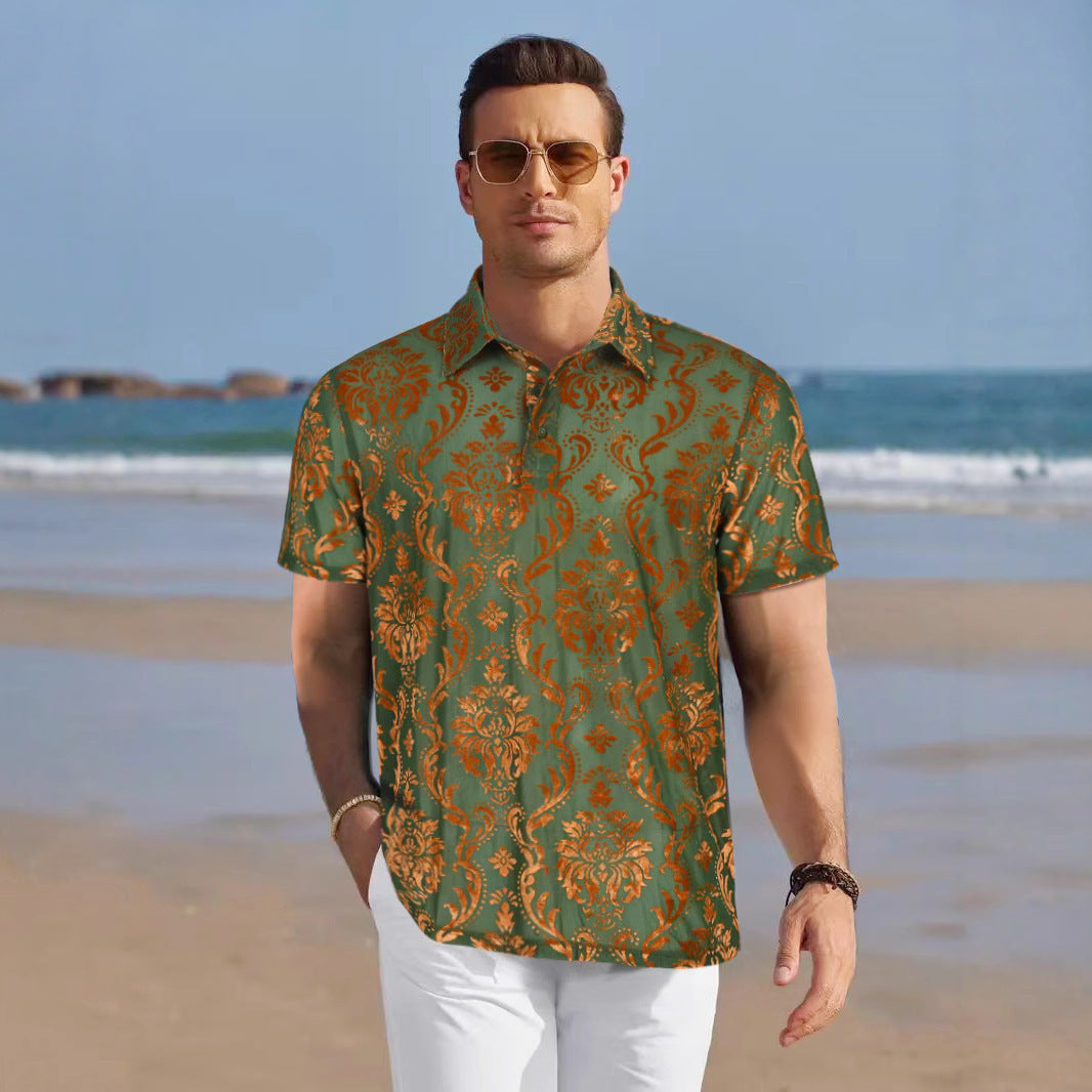 Herren Polohemd Elegantes Damastmuster Modern - BerlinGlamour
