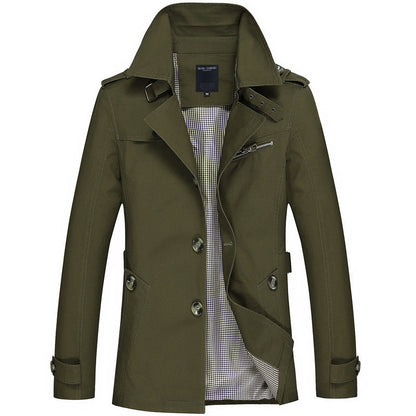 Herren Trenchcoat Jacke Modern Schnitt Wasserabweisend