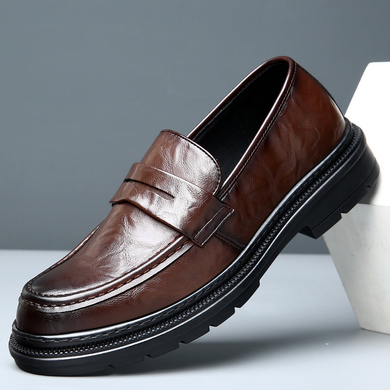 Herren Ledermokassins Elegante Rutschfeste Sohle Schwarz