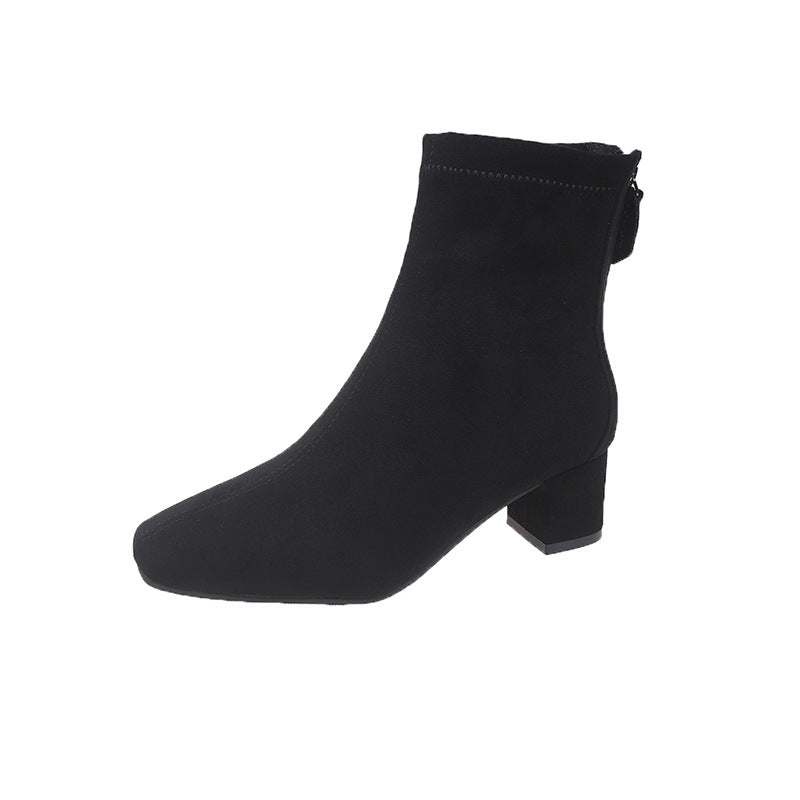 Damen Stiefeletten Blockabsatz Wildleder Elegant