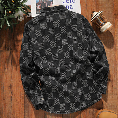 Herren Karo Hemdjacke Modern Sportlich