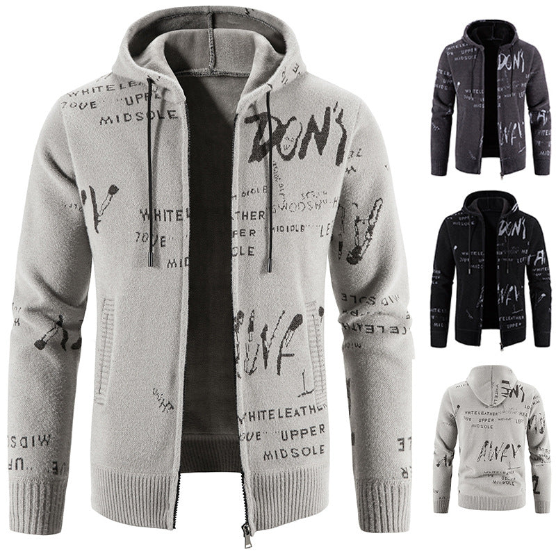 Herren Kapuzenjacke Graffiti Print Stretch - BerlinGlamour