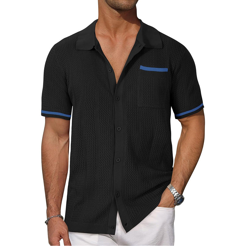 Herren Strickhemd Kurzarm Modern Sommer