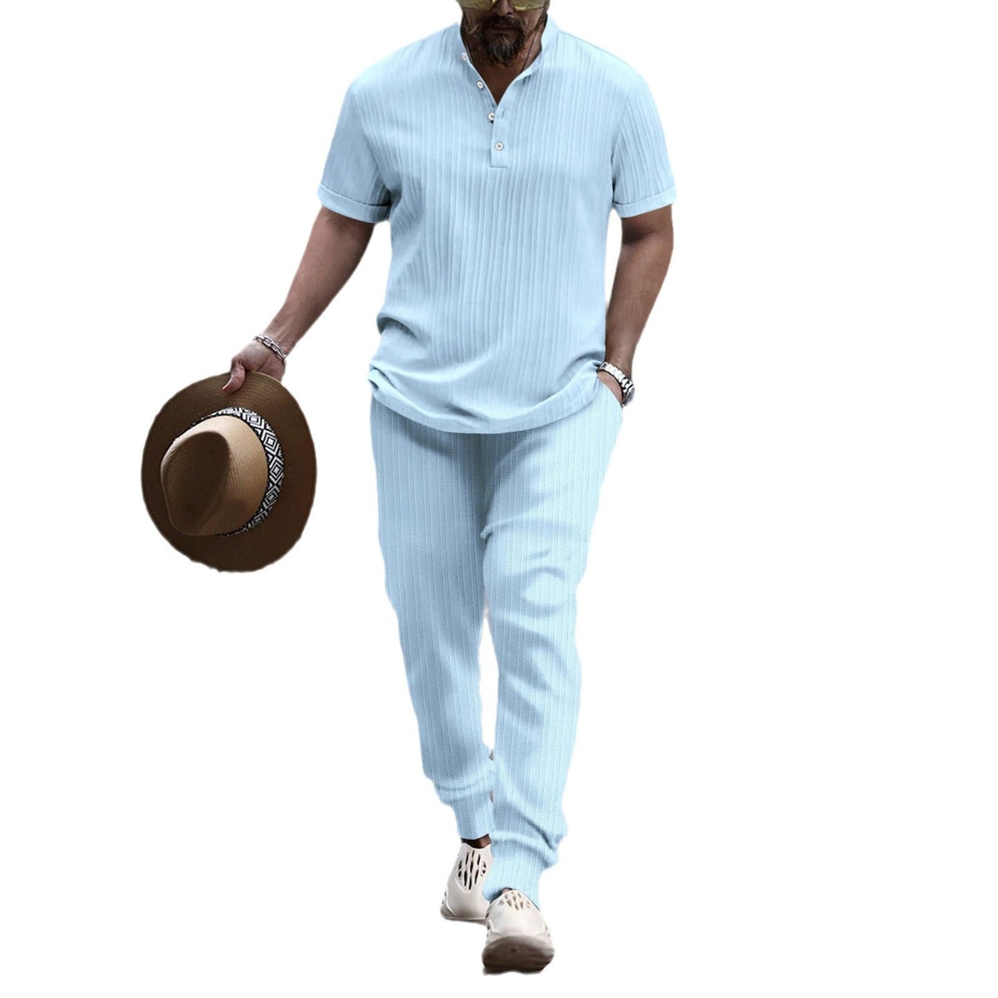 Herren Hemd Kurzarm Streifenmuster Sommer Modell