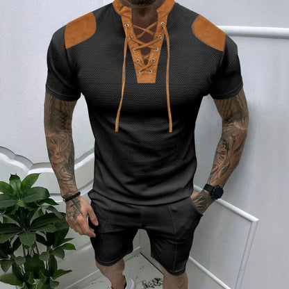 Herren Kurzarmshirt Modern Schnürdesign Berlin Style