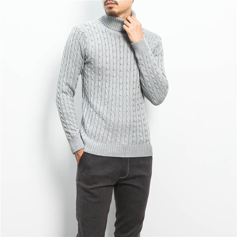 Herren Rollkragenpullover Zopfmuster Weich Komfortabel