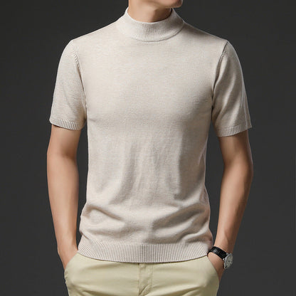 Herren Pullover Kurzarm Elegantes Design Hochgeschlossener Kragen