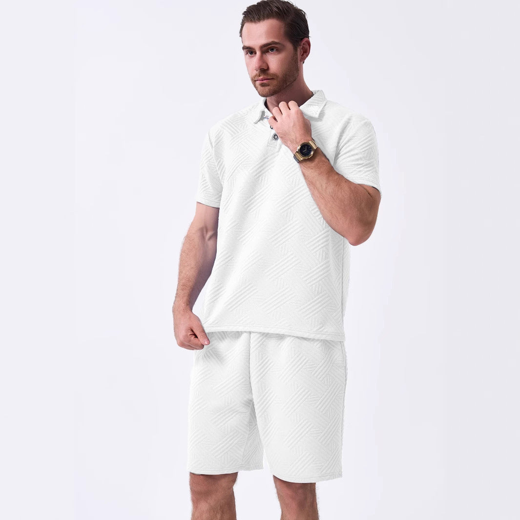 Herren Sportset mit Struktur Oberteil und Shorts
