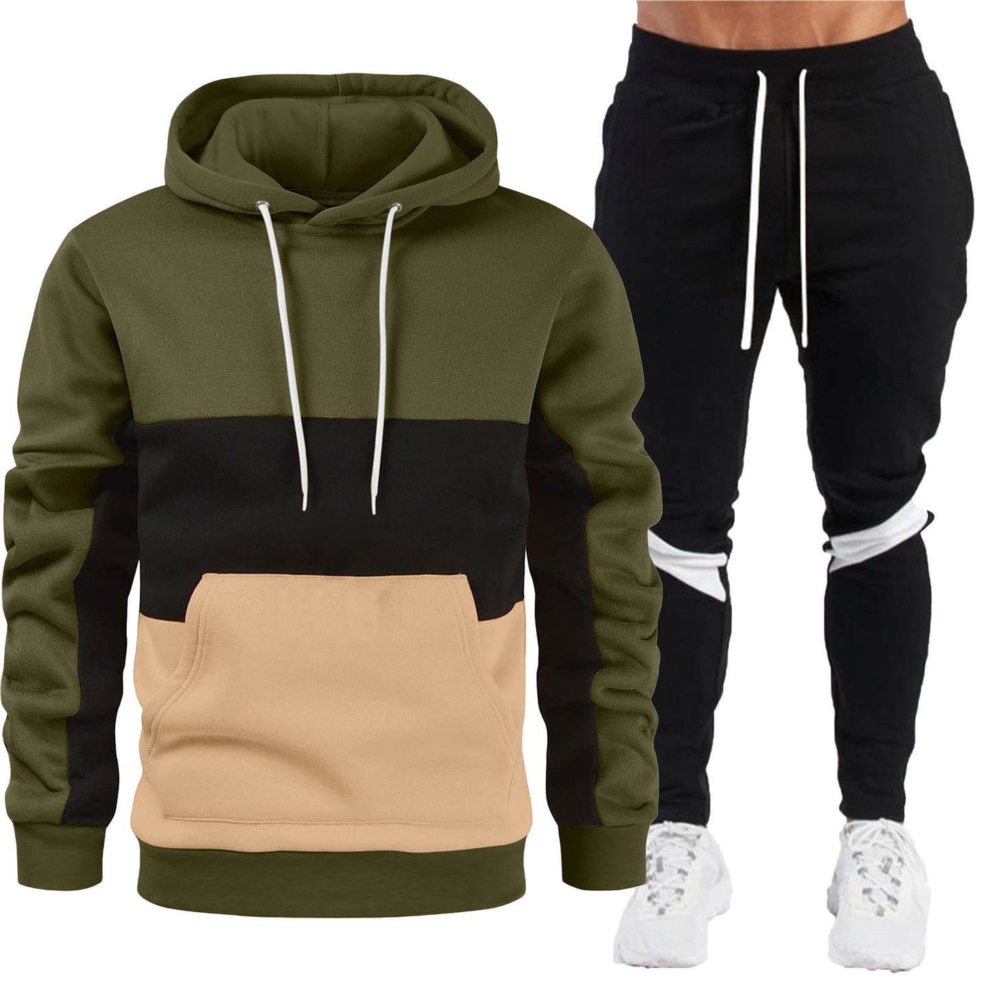 Sportliche Herren Jogginghose Hoodie Set Baumwolle Grau