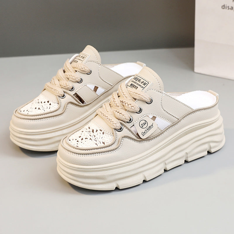 Damen Slipper Chunky atmungsaktiv mit Schnürsenkel