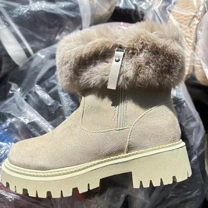 Damen Winterstiefel Gefüttert Warm mit Kunstfell und Rutschfesten Sohlen