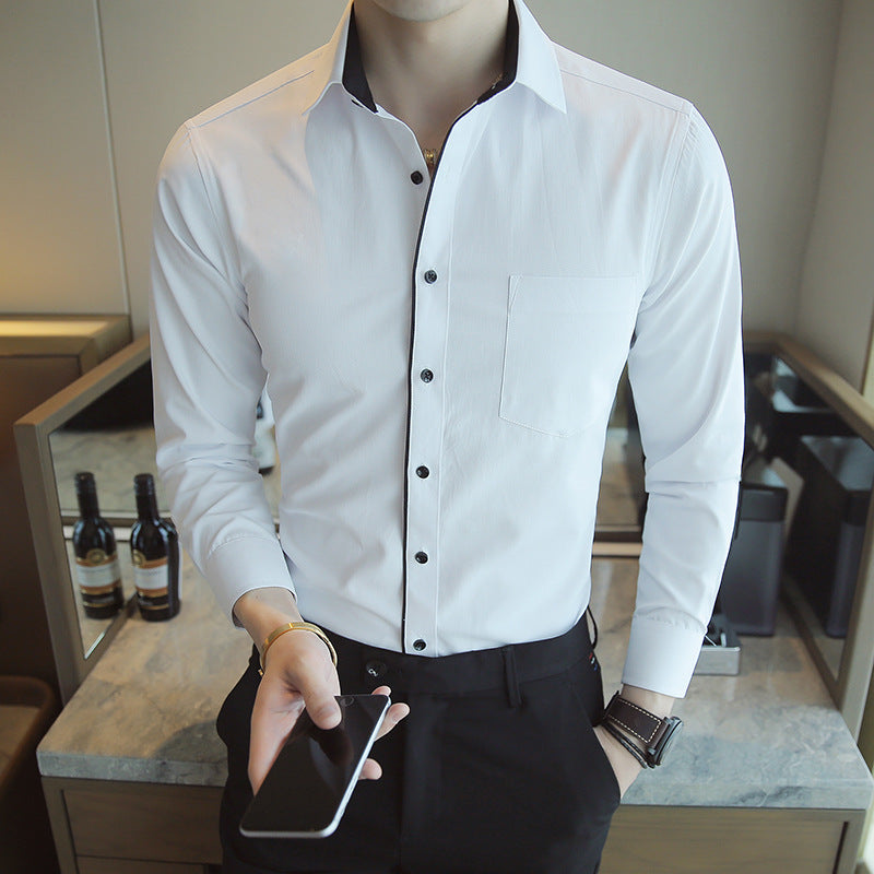 Herren Hemd Langarm Baumwolle Klassisch Elegent