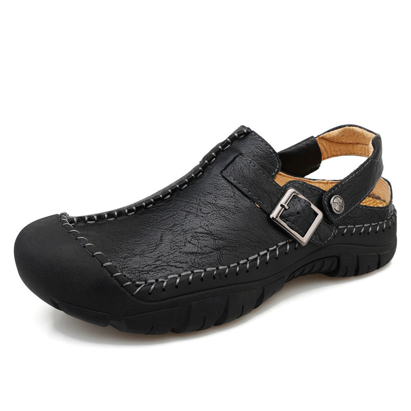 Herren Clogs Leder Bequem Rutschfest Komfort Schuhe