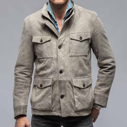 Herren Lederjacke Wildleder Robust mit Taschen - BerlinGlamour