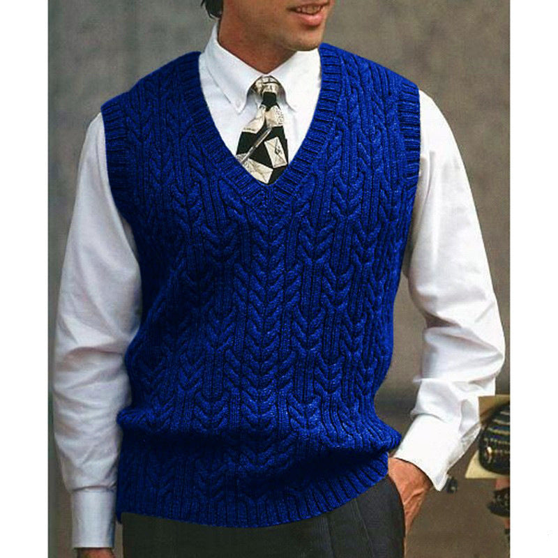 Herren Strickweste Zopfmuster Modern Flachstrick