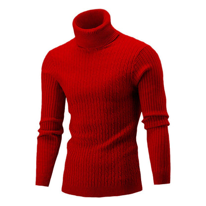 Herren Strickpullover Eleganter Stehkragen Zopfmuster Modern
