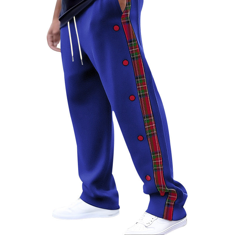 Herren Freizeithose Karomuster Modern mit Druckknöpfen