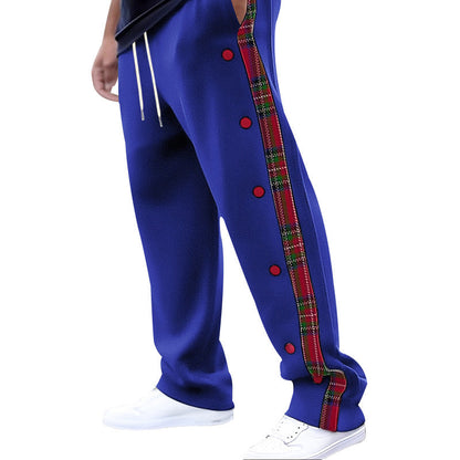 Herren Freizeithose Karomuster Modern mit Druckknöpfen