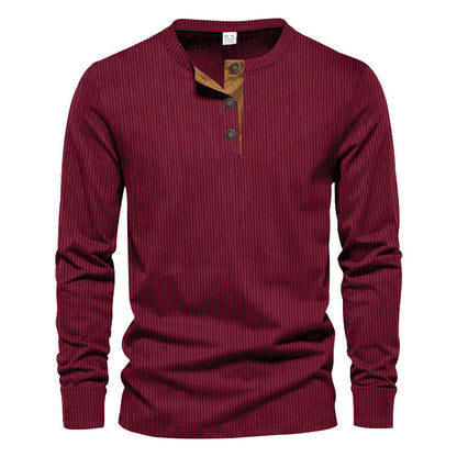 Herren Langarmshirt Strukturiert Modern Mit Knöpfen