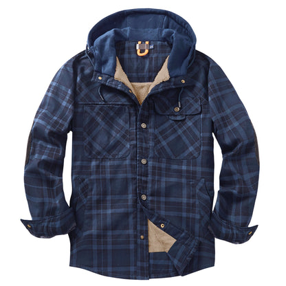 Herren Flanelljacke Weich Kapuze Warm Winter