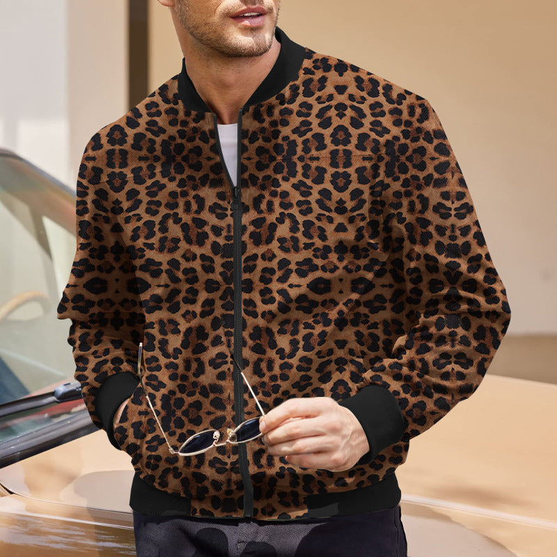Herren Bomberjacke Leopardenmuster Modern Stylish