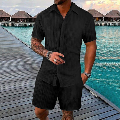 Herren Kurzarmhemd mit passenden Shorts Sommermode - BerlinGlamour