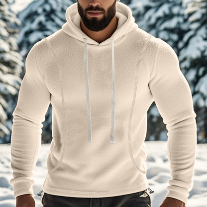 Herren Fleece Hoodie Hochkragen Modern Schwarz