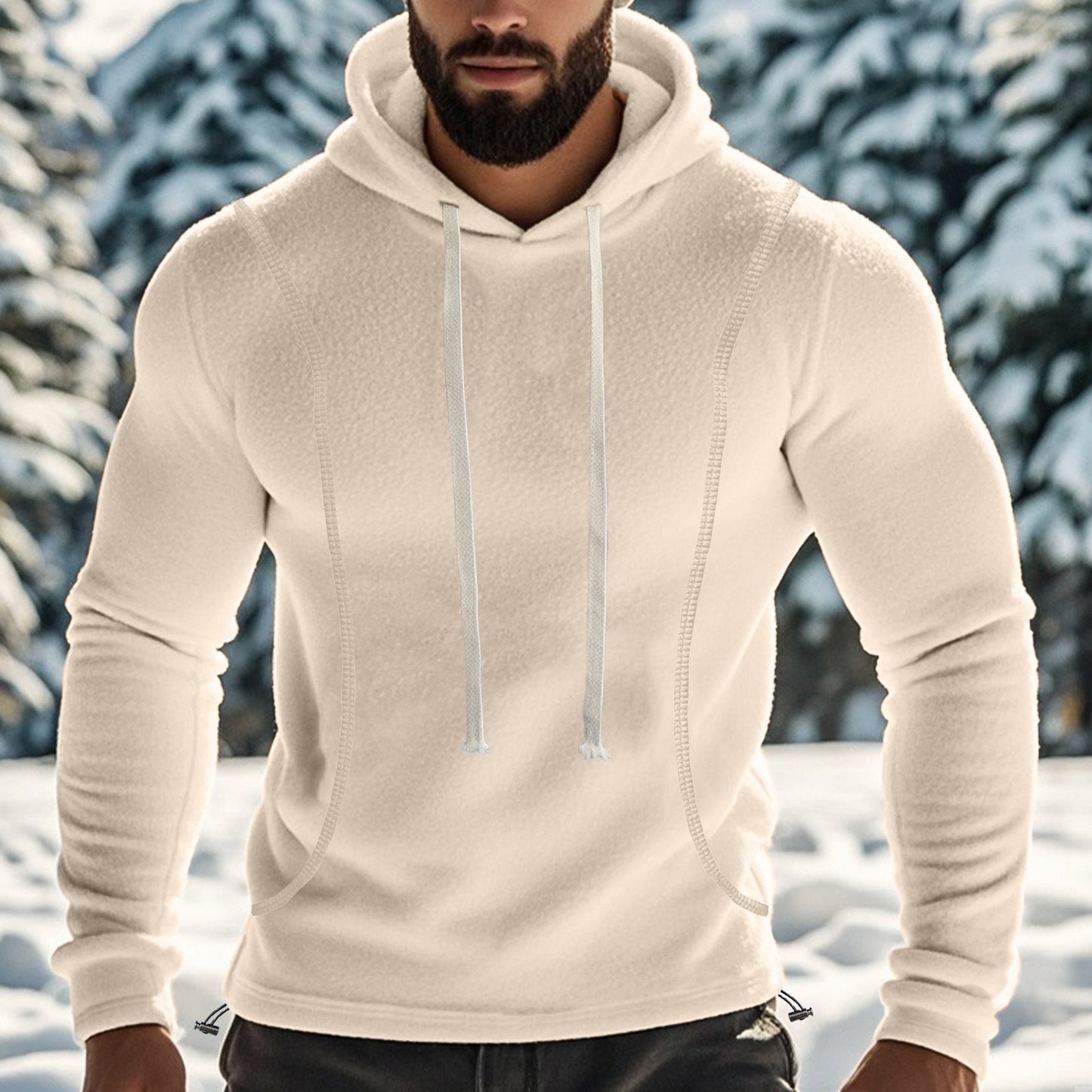 Herren Fleece Pullover Kapuzenjacke Mit Taschen Sportlich