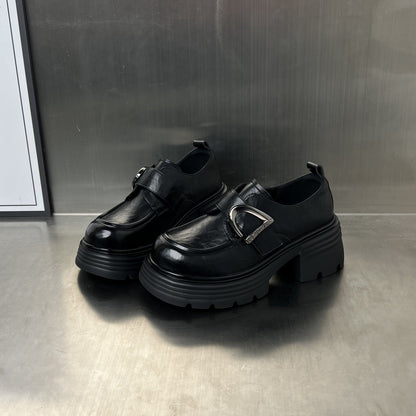 Damen Loafers Chunky Schnallenverschluss Größe 36-42