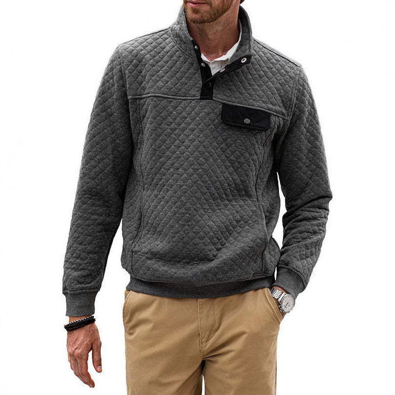Herren Pullover Stepp mit Kragen und Brusttasche Moderne Style