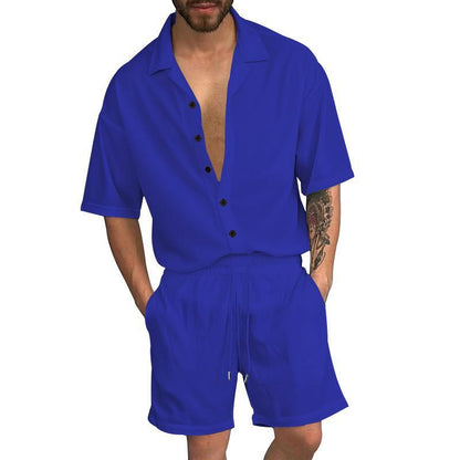 Herren Sommer Set Kurzarmhemd Elastische Shorts