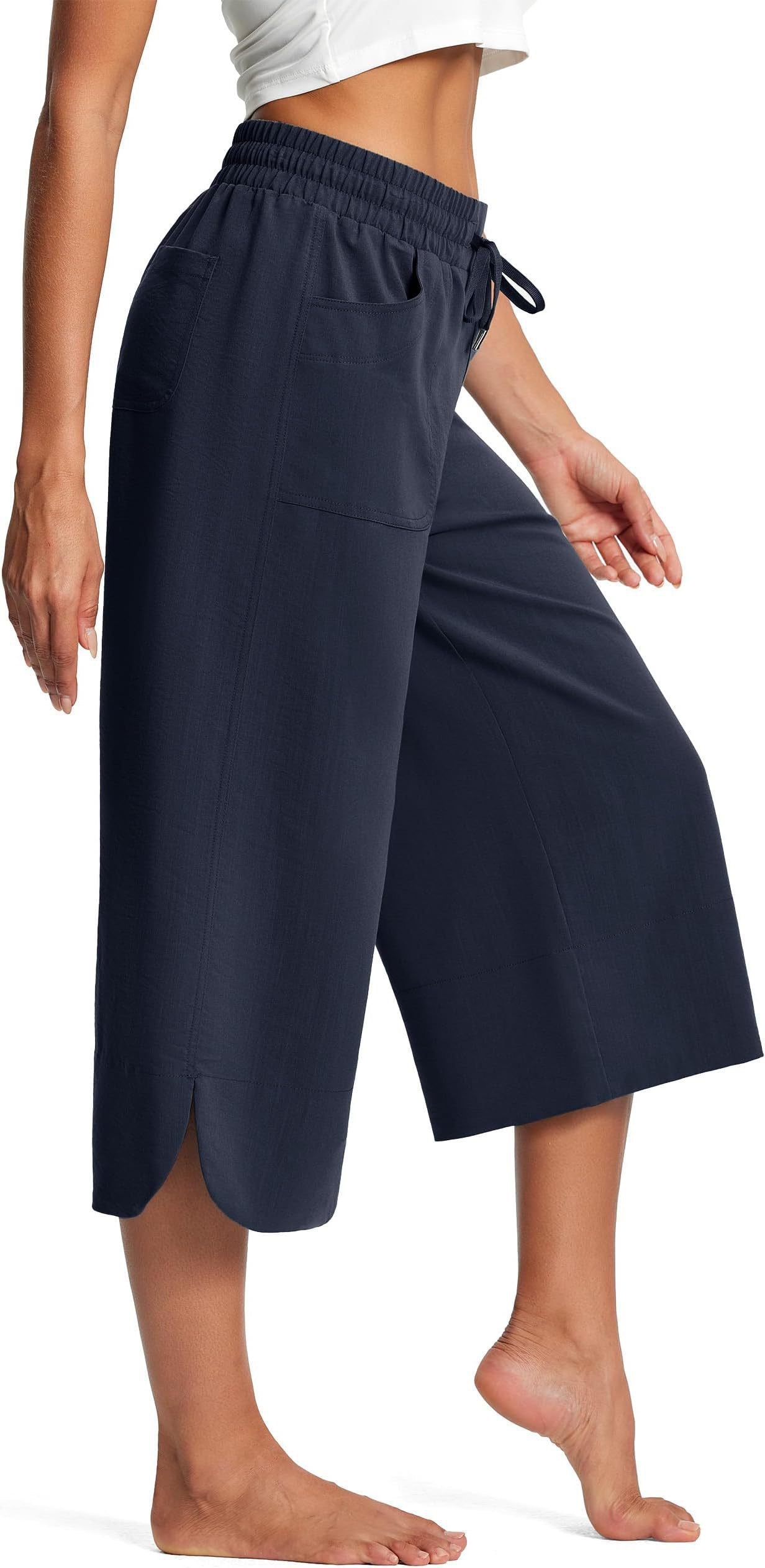 Bequeme Damen Culotte Elastisch Mit Taschen