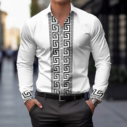 Herren Langarmhemd Modern mit Kontraststreifen Trendy - BerlinGlamour