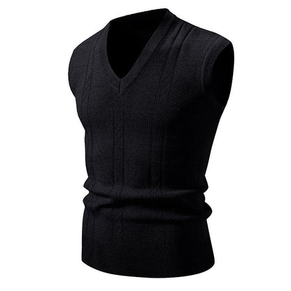 Herren Strickjacke Ärmellos V-Ausschnitt Strukturiert Modern